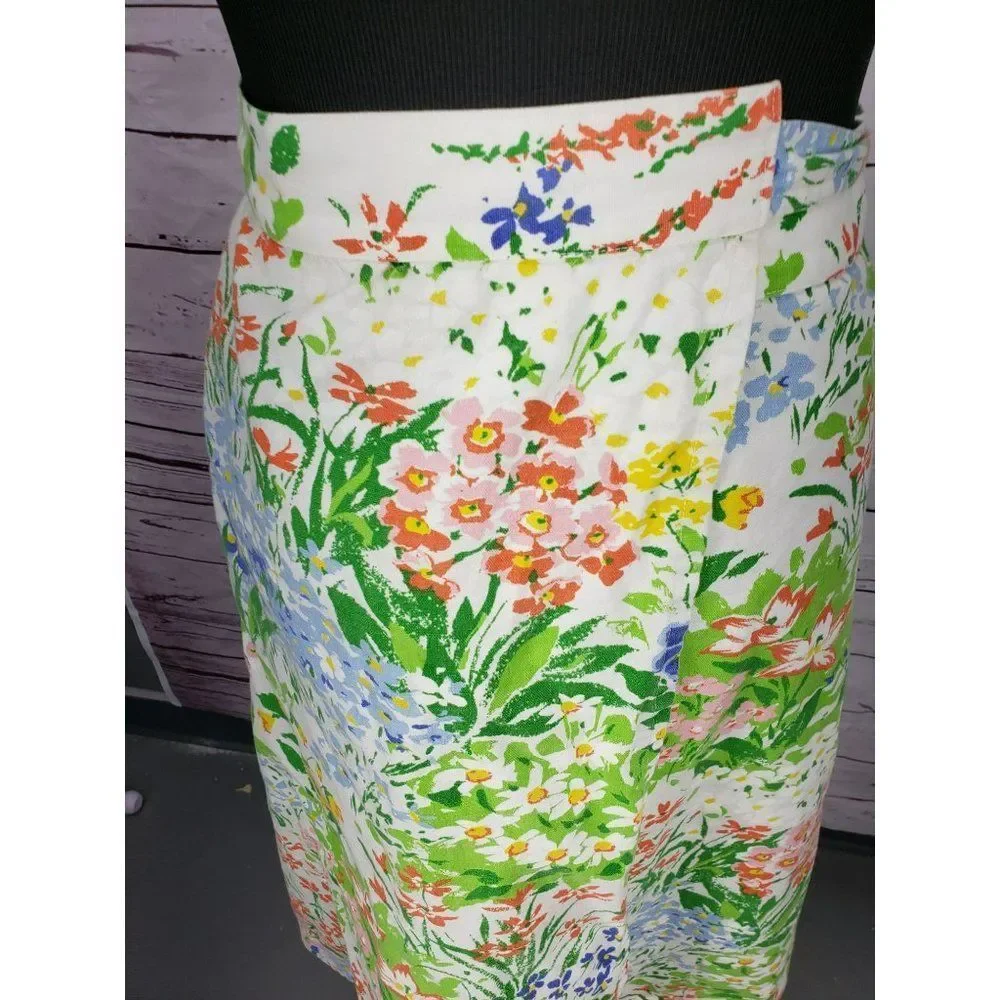 Vintage plus‎ size floral flower blue green handmade apron